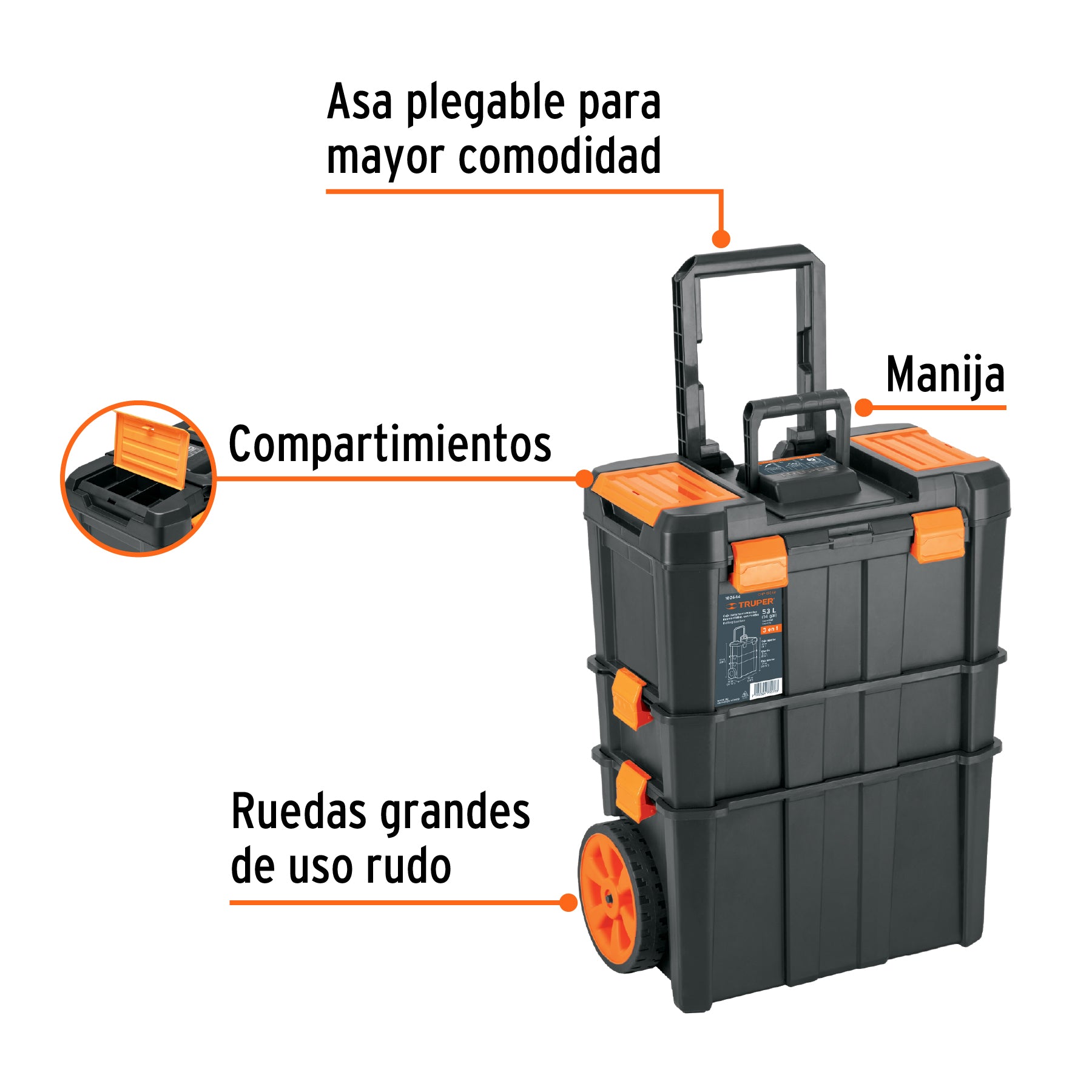 Caja para herramientas 19"x25" 3 en 1 desmontable con ruedas - 102644