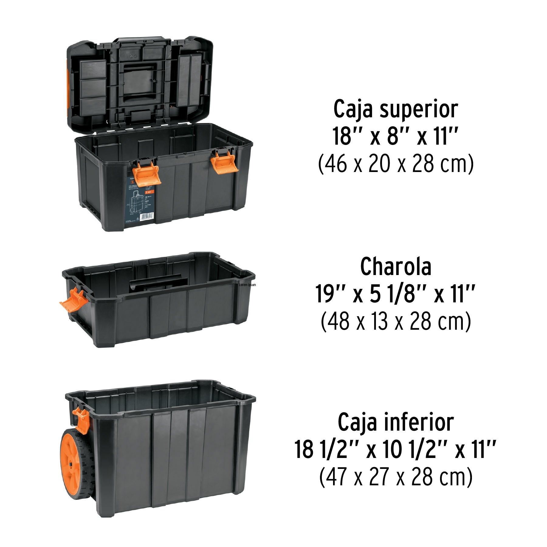Caja para herramientas 19"x25" 3 en 1 desmontable con ruedas - 102644