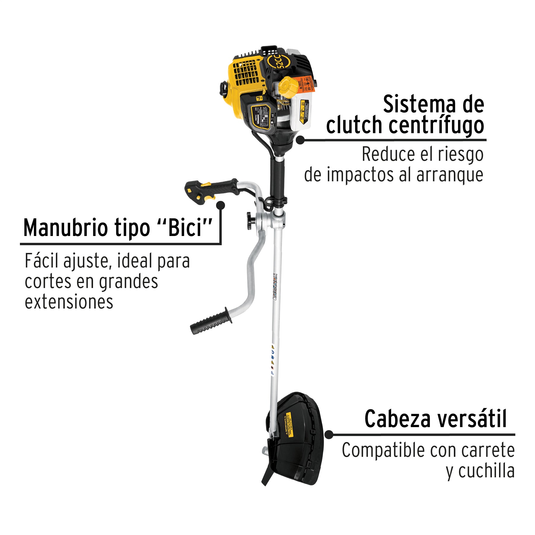 Desmalezadora a gasolina 52 cc mango tipo "bici" , Pretul - 26104
