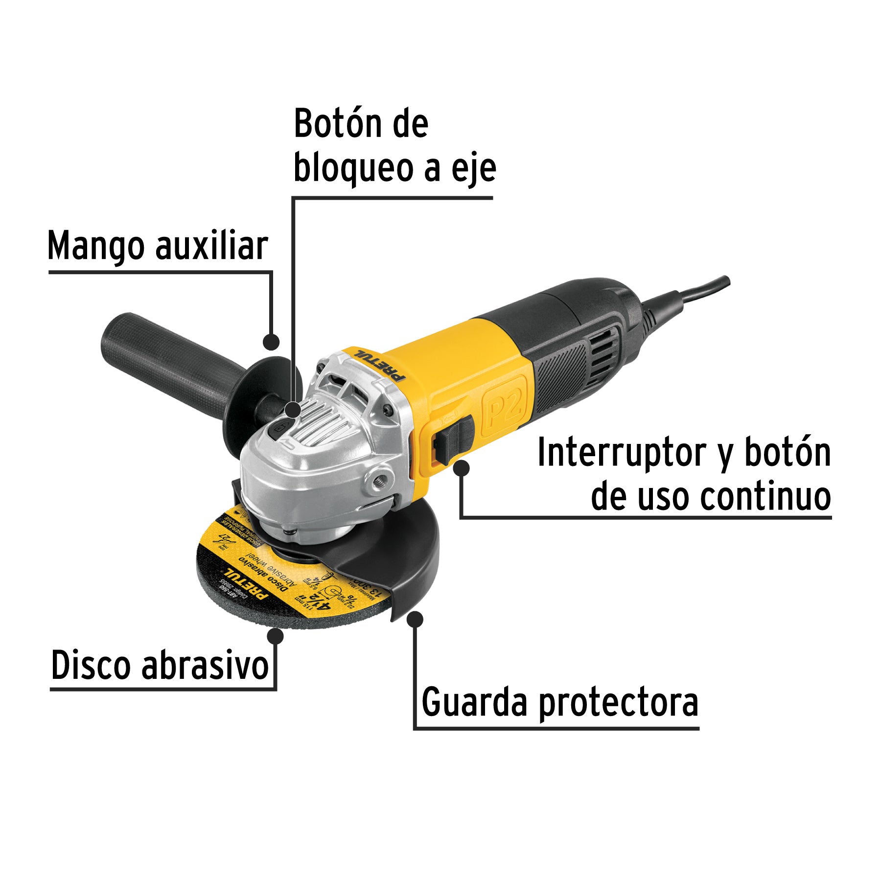 Esmeriladora angular 4-1/2", 700W, PRETUL - 24035