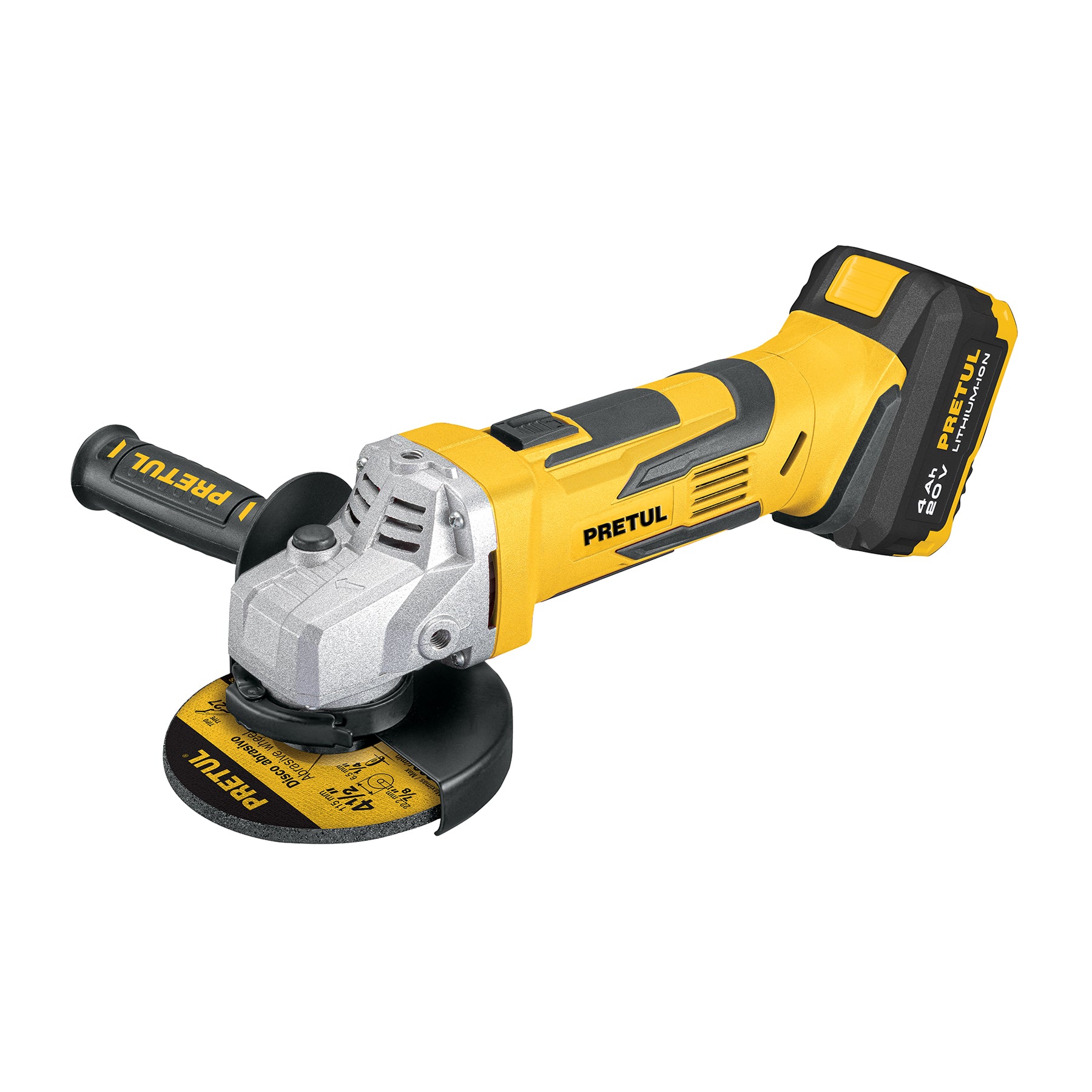 Esmeriladora 4-1/2", 20V, 1 batería 4Ah, PRETUL - 28267
