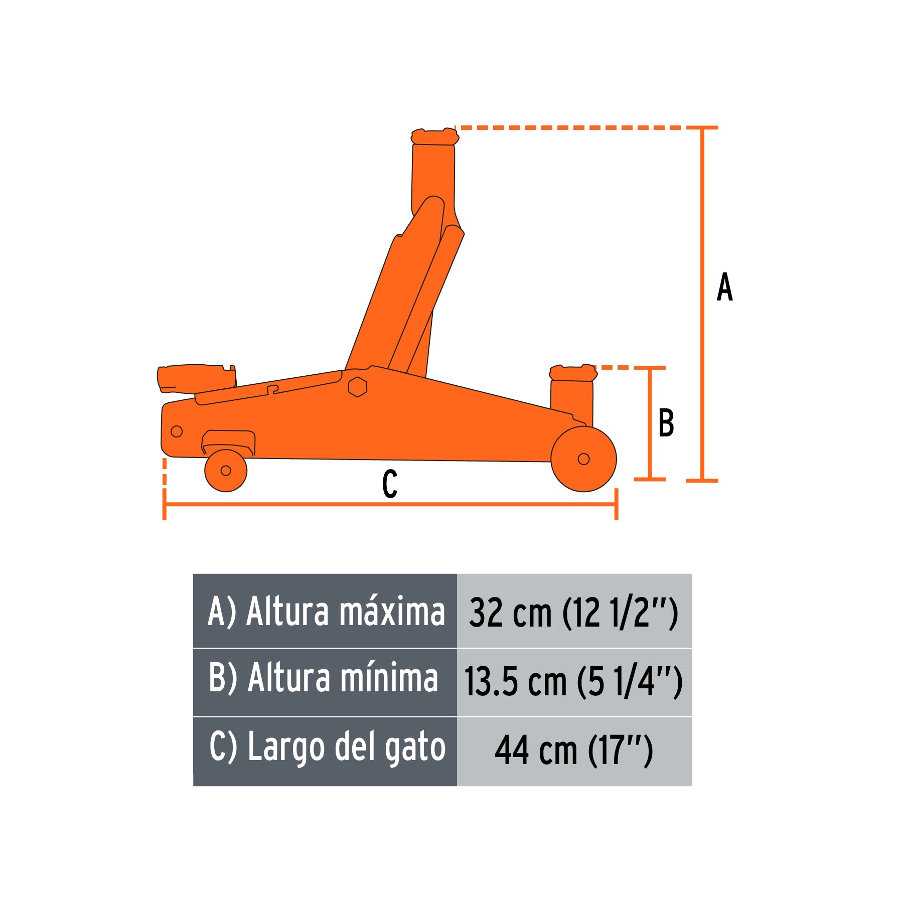 Gato hidráulico de patín 2t, 30 movimientos, maletín, Truper - 14804