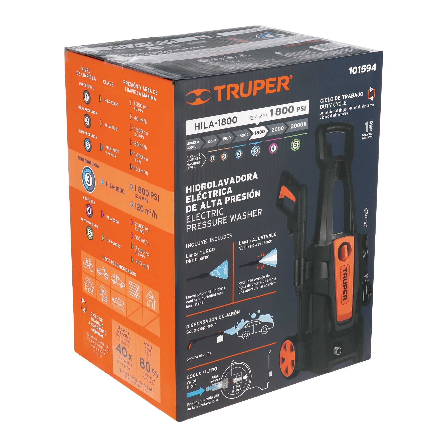 Hidrolavadora eléctrica 1800 PSI, Truper - 101594