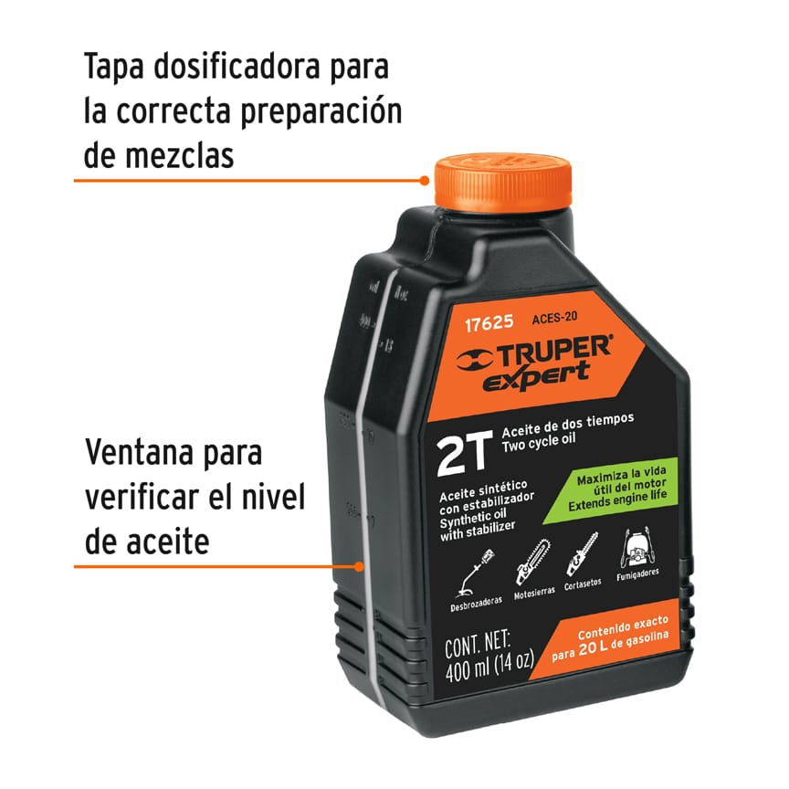 Aceite sintético para motor de 2 tiempos, 400 ml - 17625