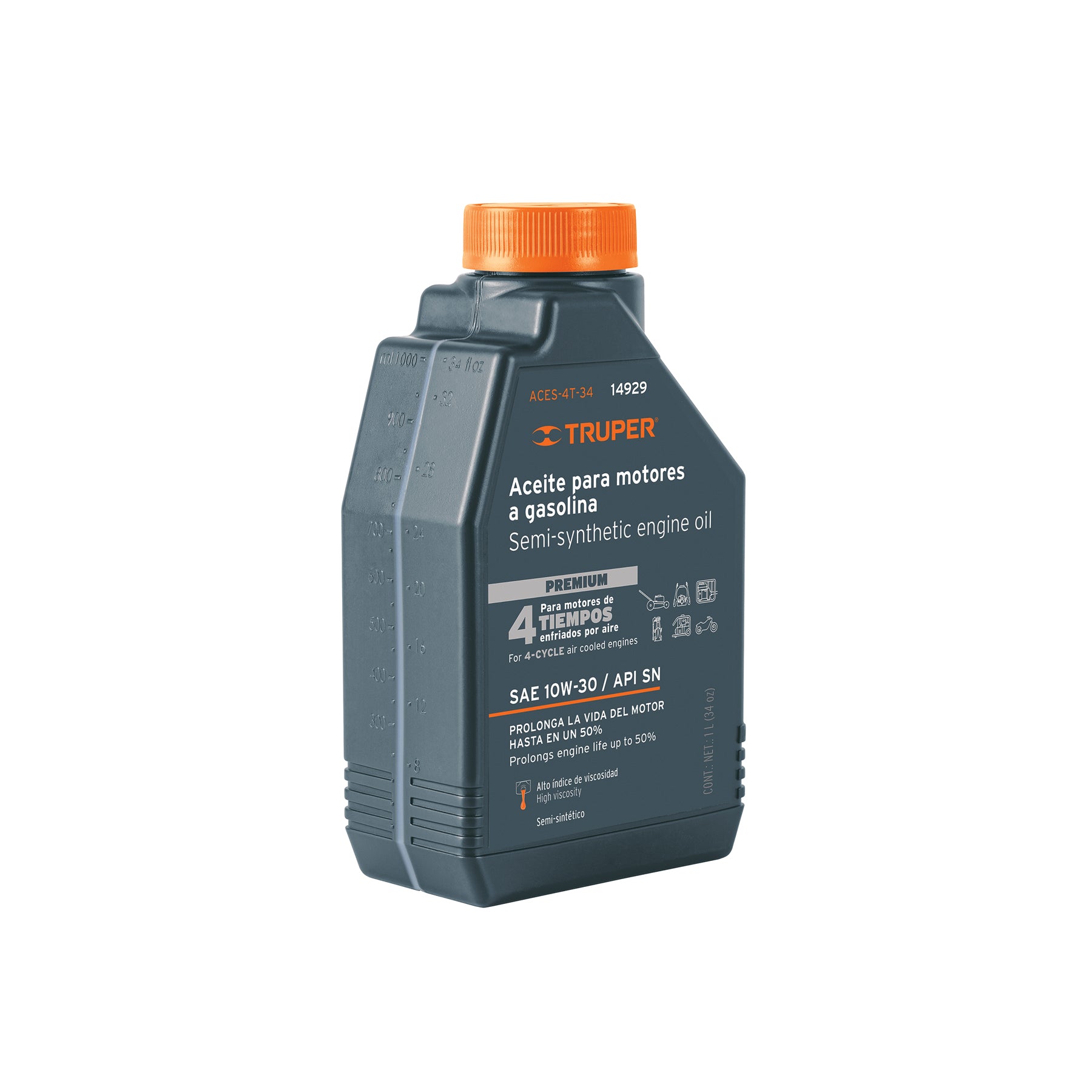 Aceite semi-sintético, 4 tiempos, 1000ml (34 oz), Truper - 14929
