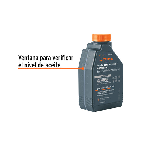Aceite semi-sintético, 4 tiempos, 1000ml (34 oz), Truper - 14929