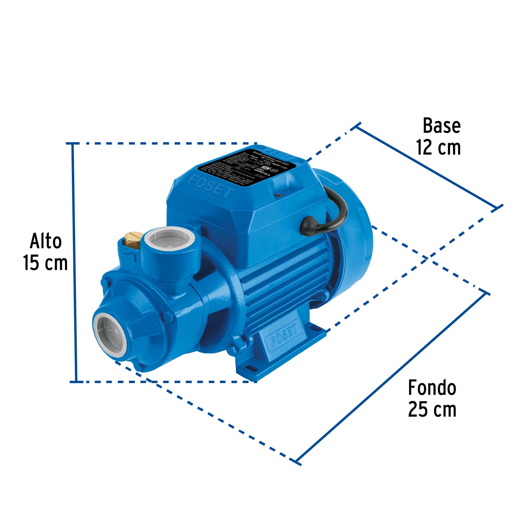 Bomba periférica 1/2HP, altura máx 25m, uso agrícola, FOSET - 49877