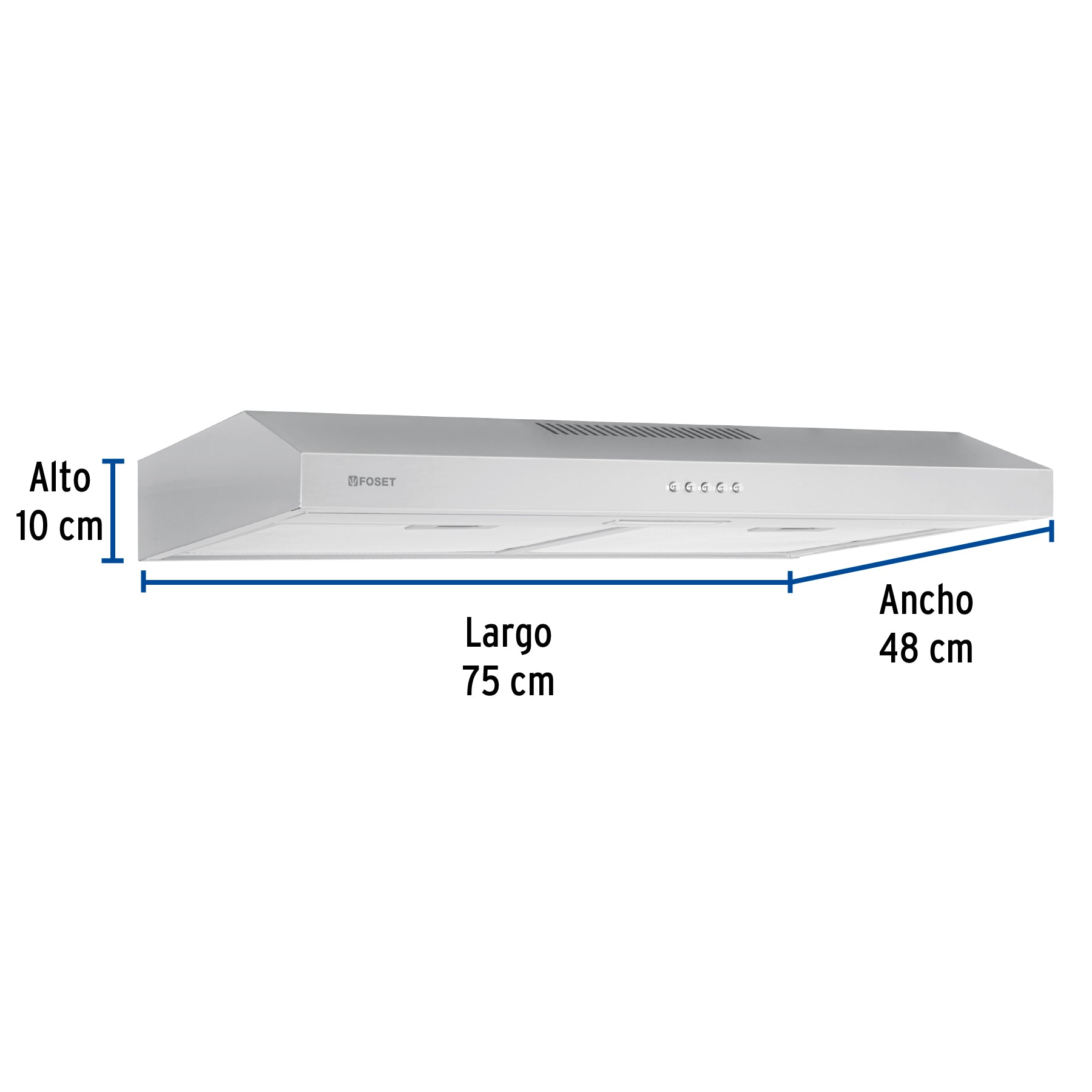 Campana extractora 75cm, empotrable, acero inoxidable, FOSET - 45438