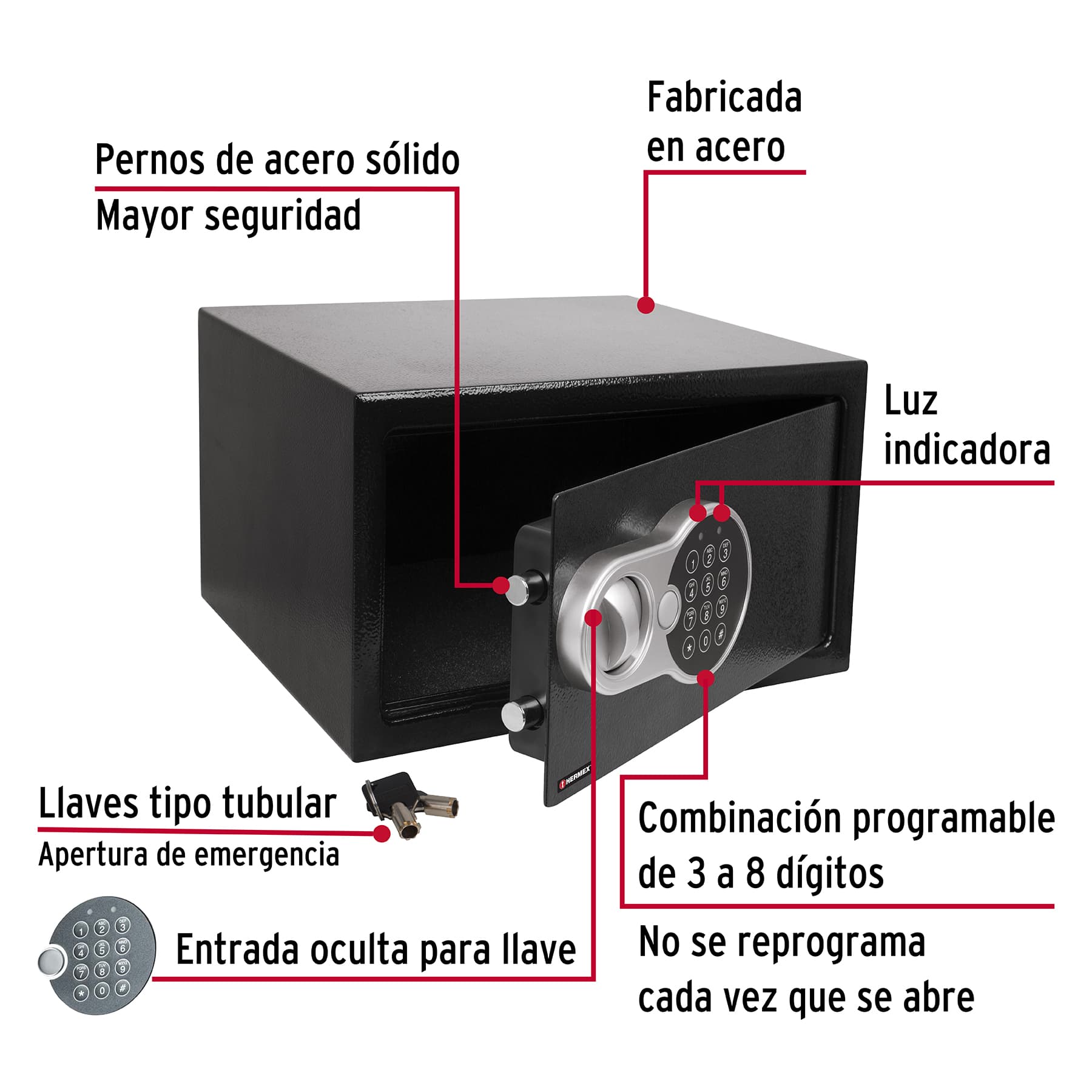 Caja de seguridad electrónica, chica, HERMEX - 43080
