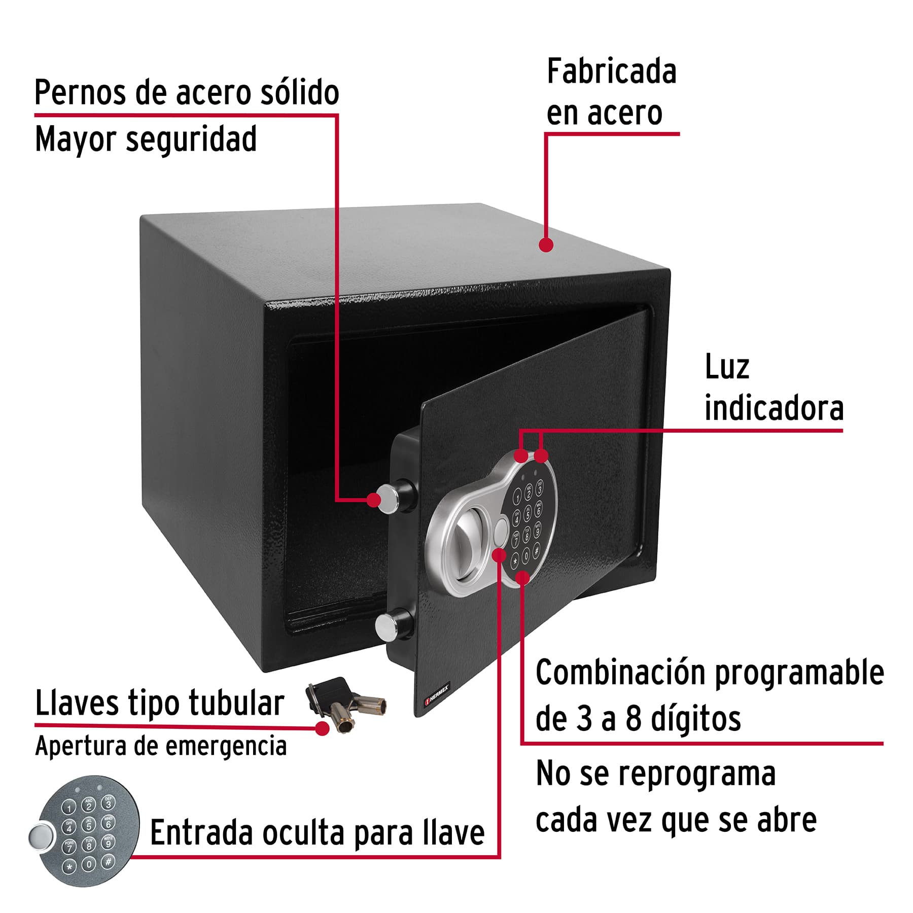 Caja de seguridad electrónica, mediana, HERMEX - 43081