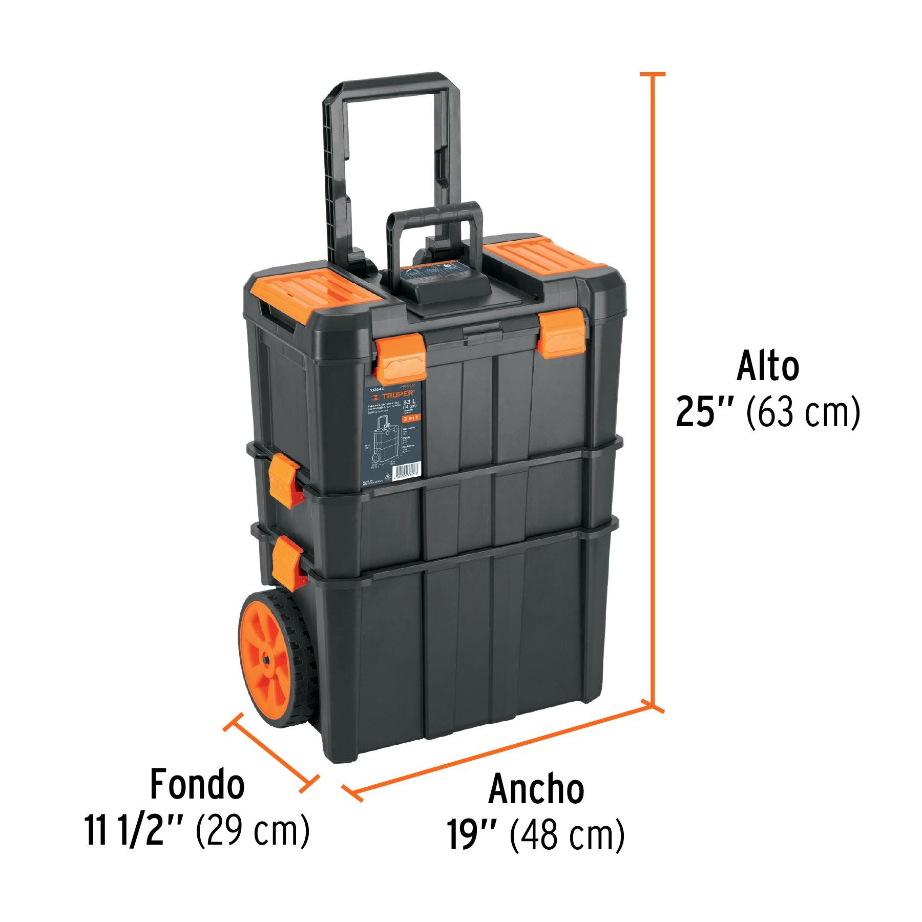 Caja para herramientas 19"x25" 3 en 1 desmontable con ruedas - 102644