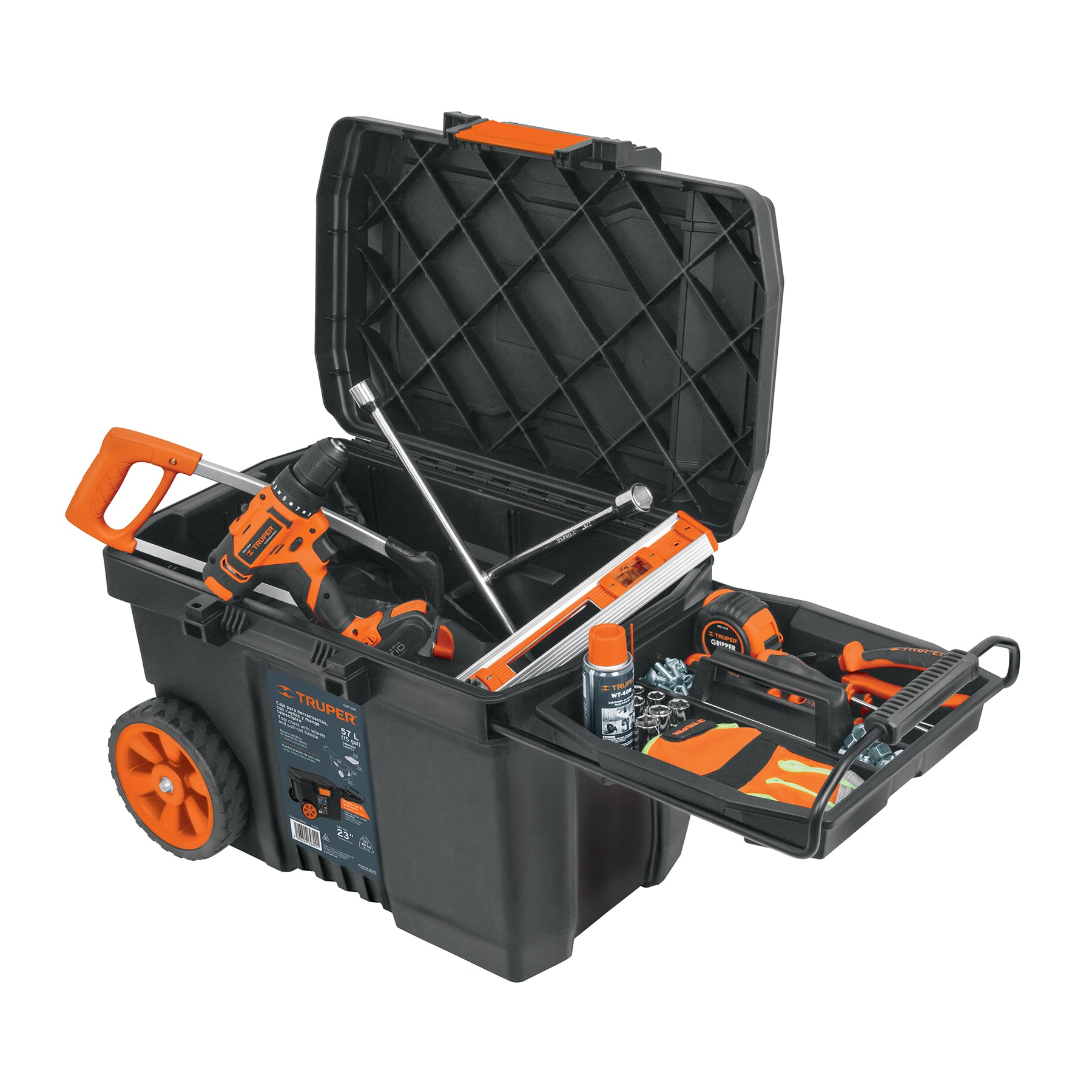 Caja para herramienta de 23" con ruedas y mango telescópico - 10902