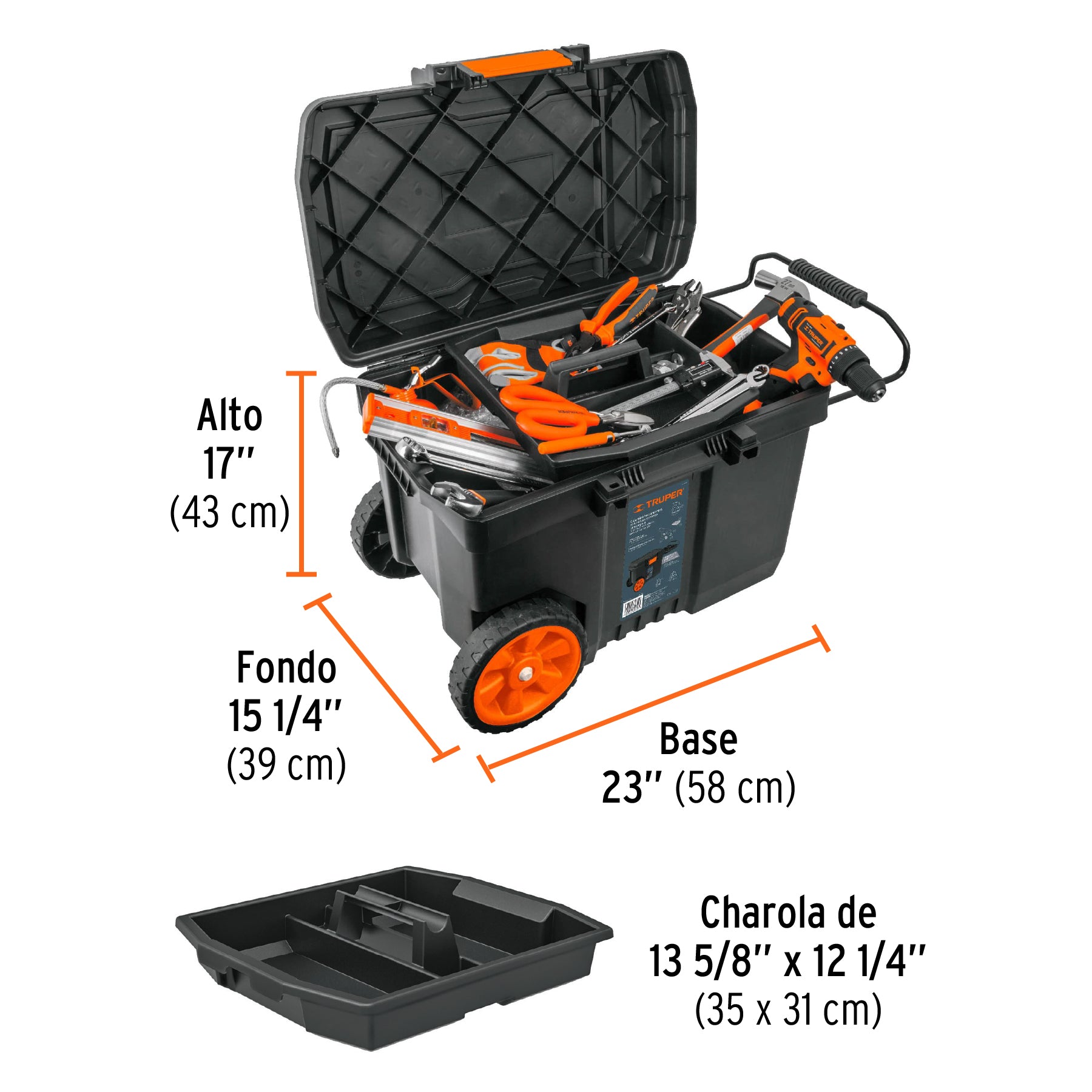 Caja para herramienta de 23" con ruedas y mango telescópico - 10902