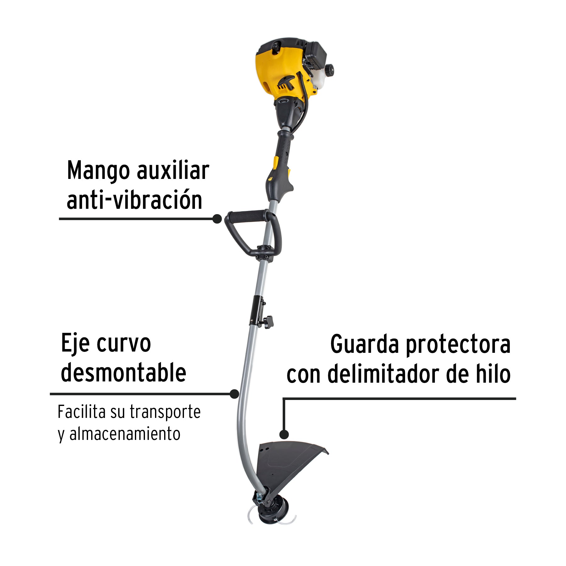 Desbrozadora a gasolina 25cc mango tipo "D", 17"corte, curv - 22430