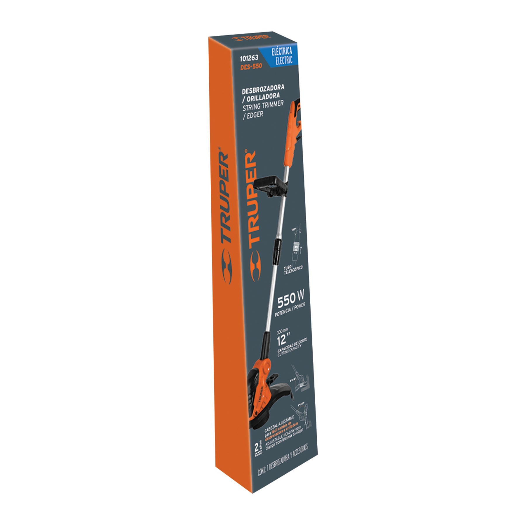 Desbrozadora eléctrica 550 W mango "D", 13" corte, Truper - 101263