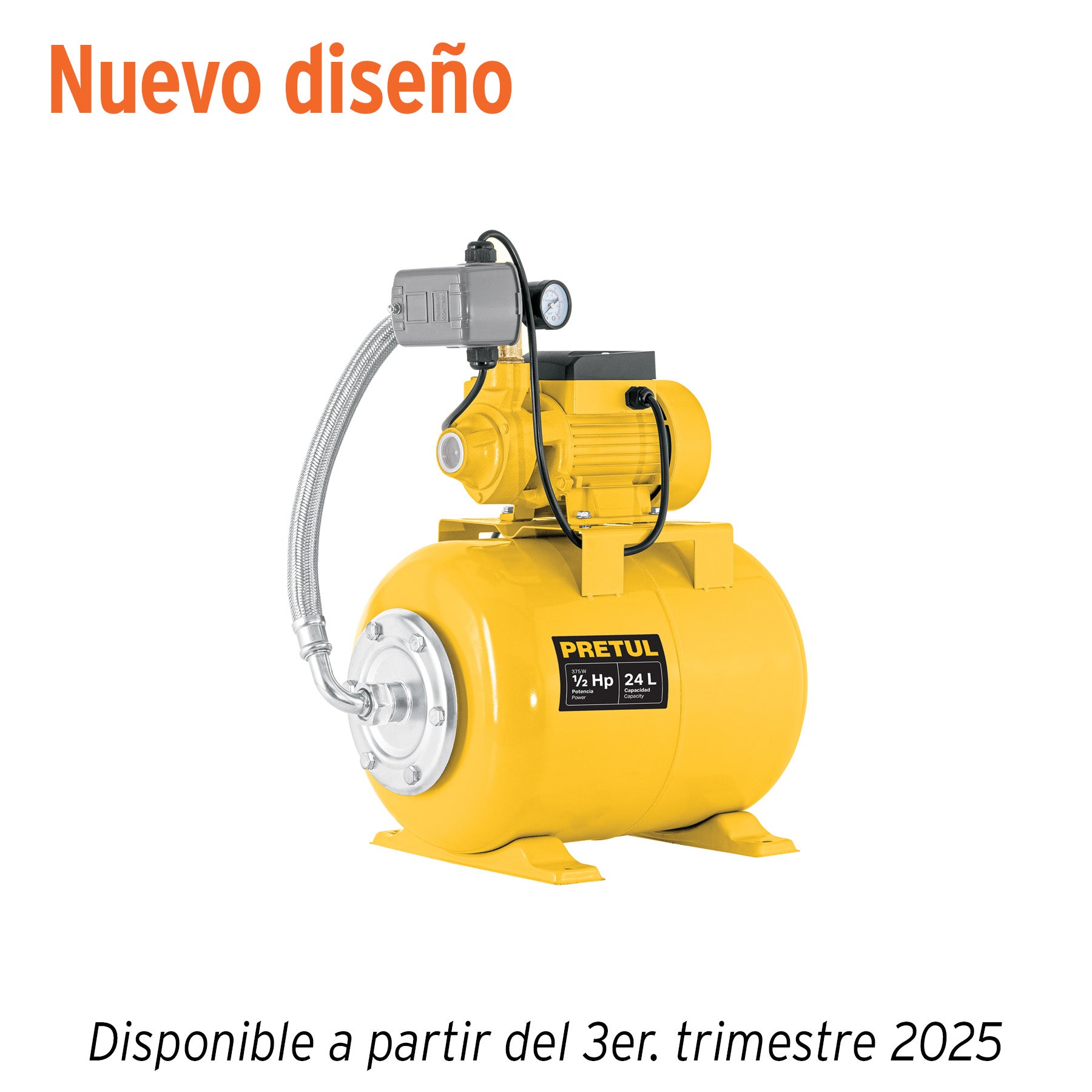 Equipo hidroneumático 24L, bomba periférica 1/2 HP, PRETUL - 20183