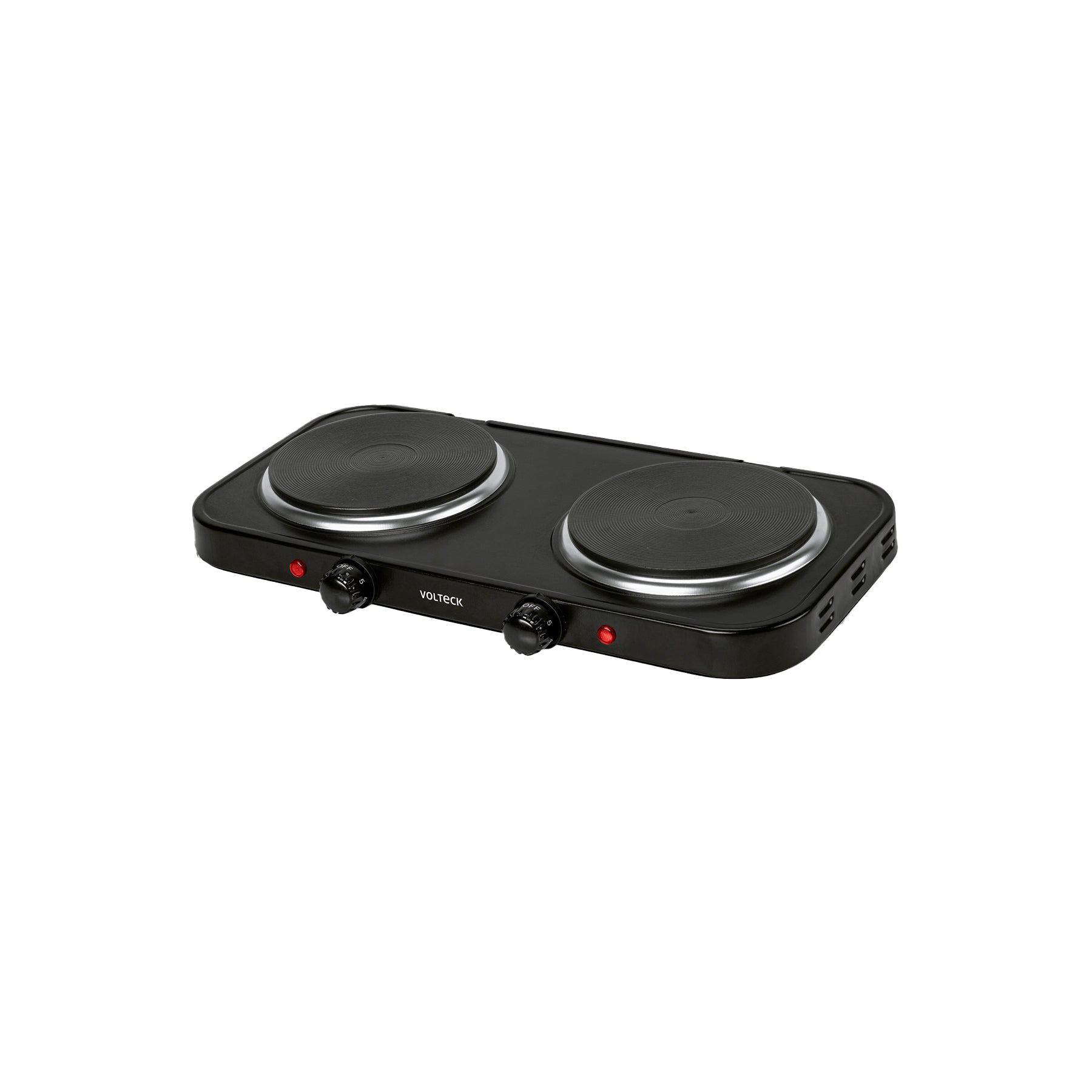 Parrilla eléctrica 2 quemadores de disco, negra, VOLTECK - 47553