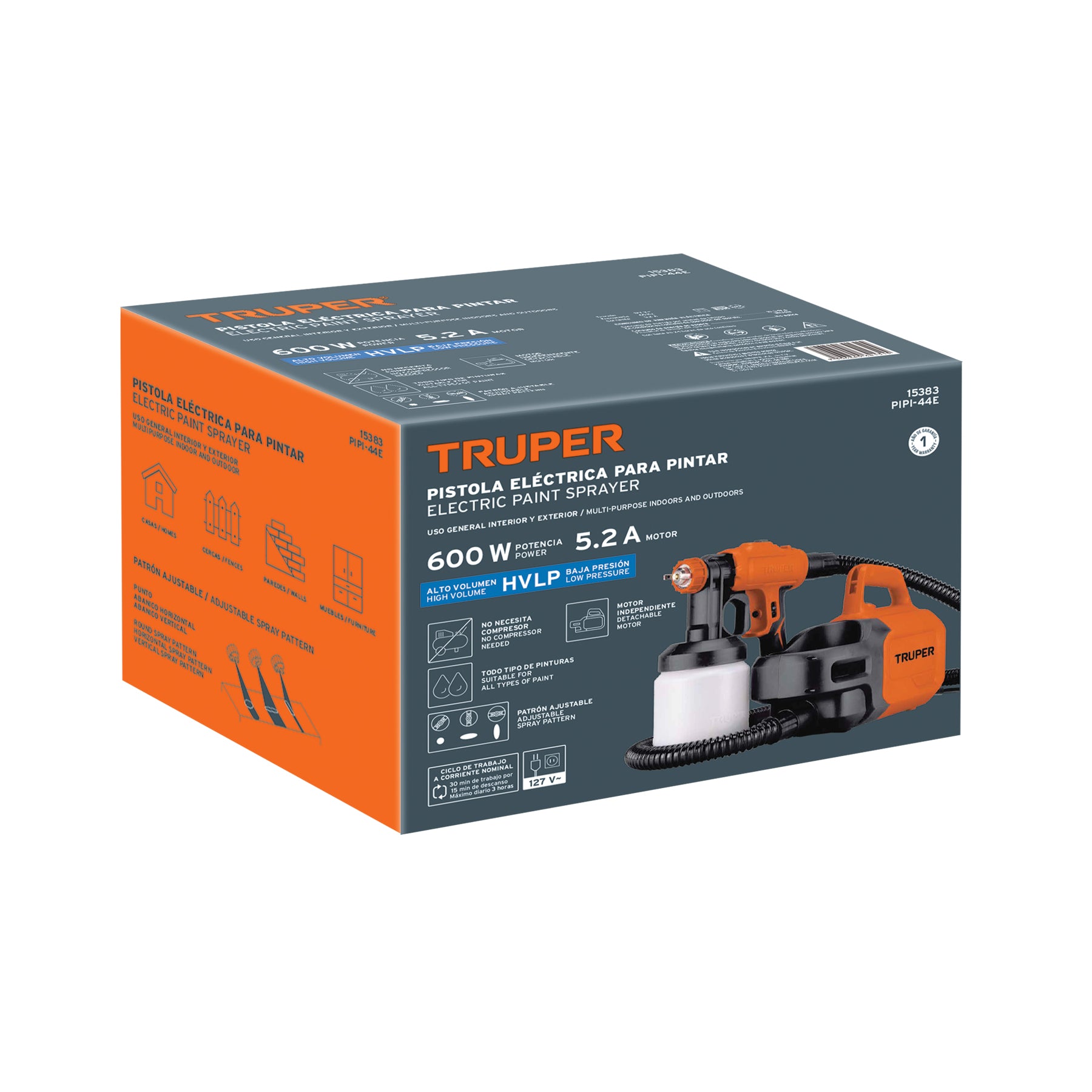 Pistola para pintar eléctrica de 600 W, Truper - 15383