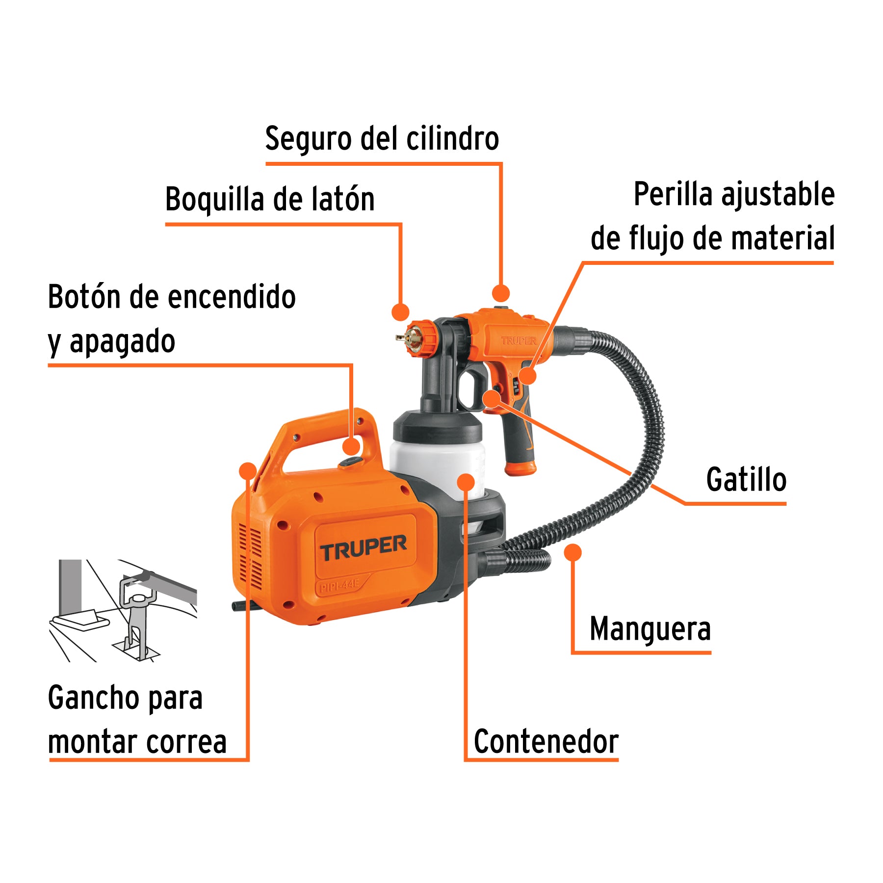 Pistola para pintar eléctrica de 600 W, Truper - 15383