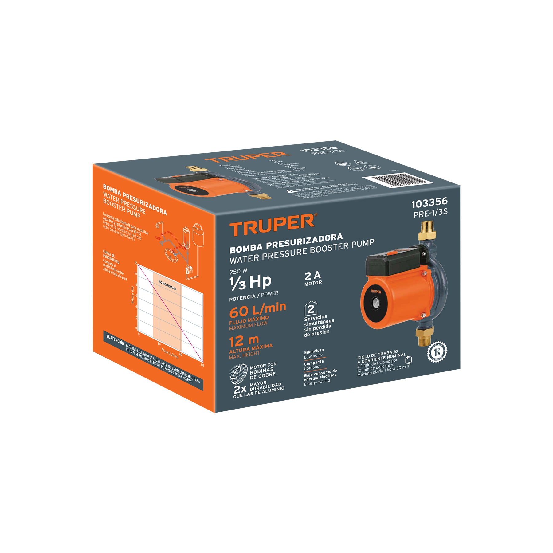 Bomba presurizadora 1/3 HP, TRUPER - 103356