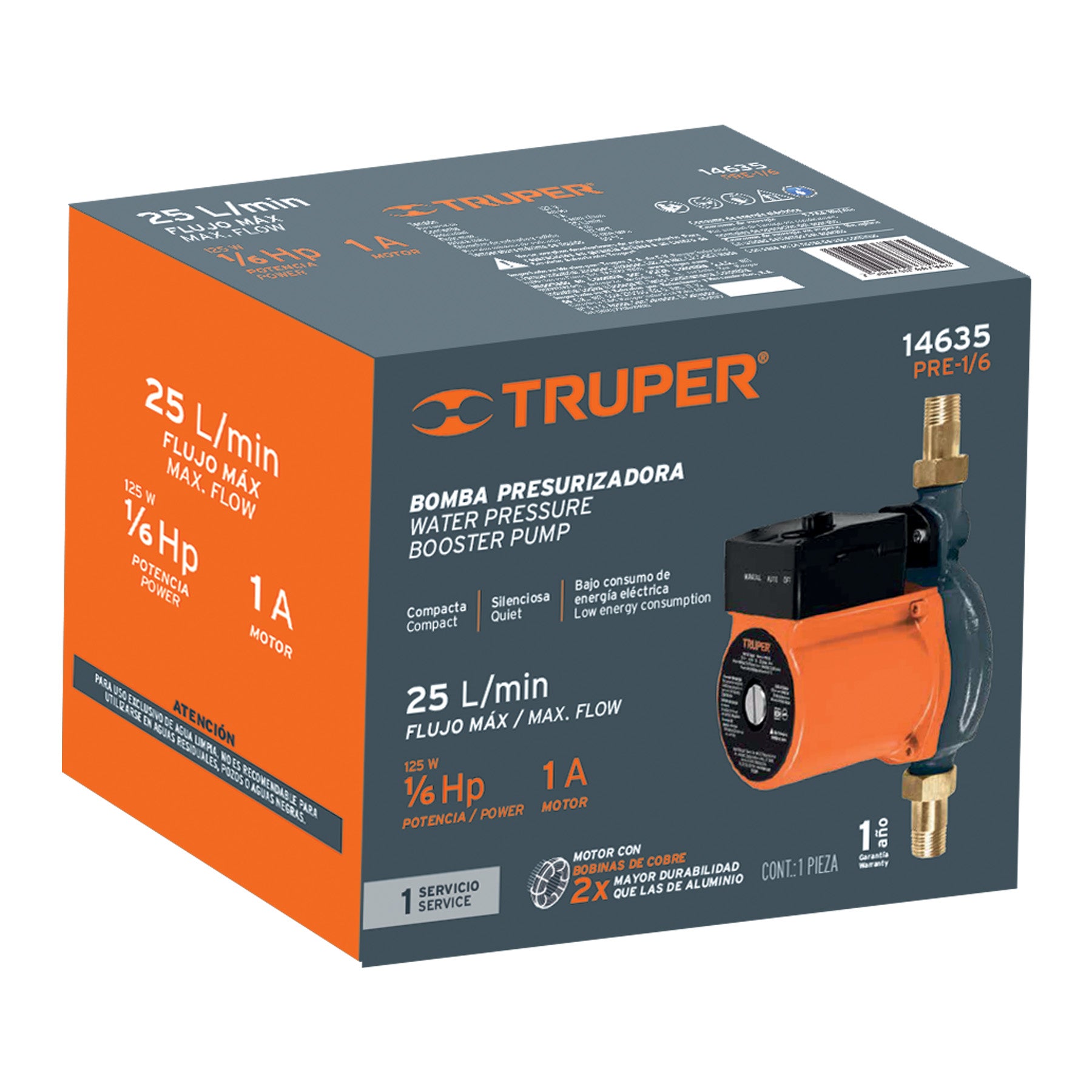Bomba presurizadora 1/6 HP, TRUPER - 14635