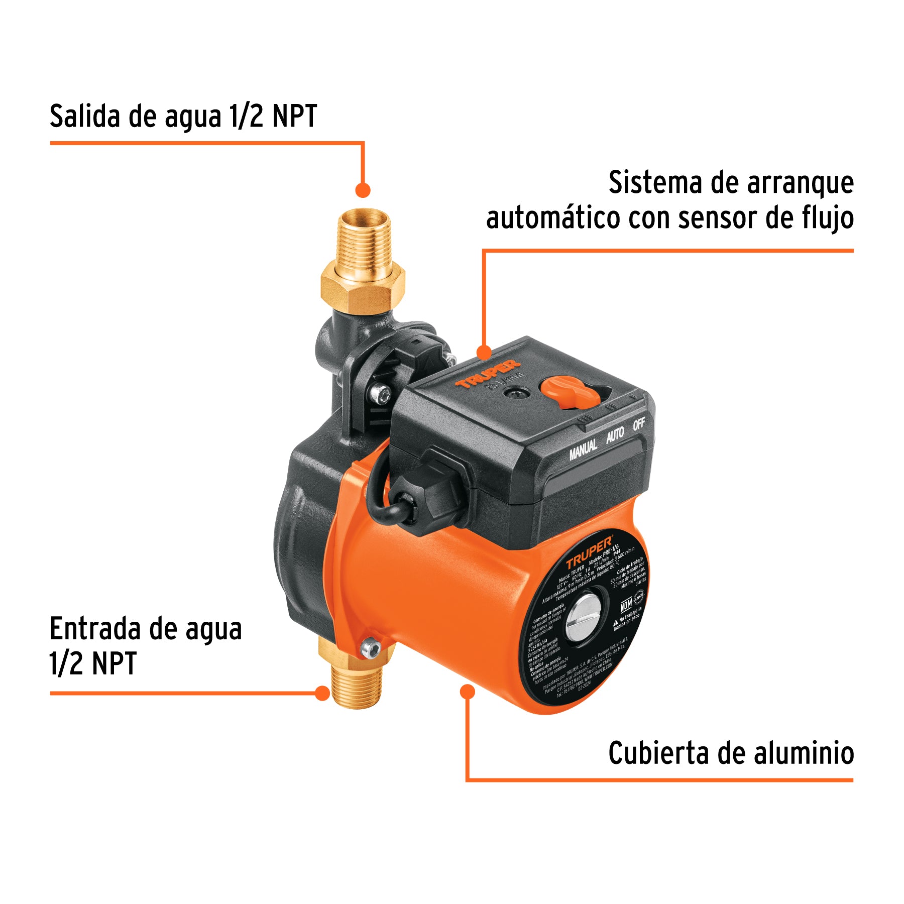 Bomba presurizadora 1/6 HP, TRUPER - 14635