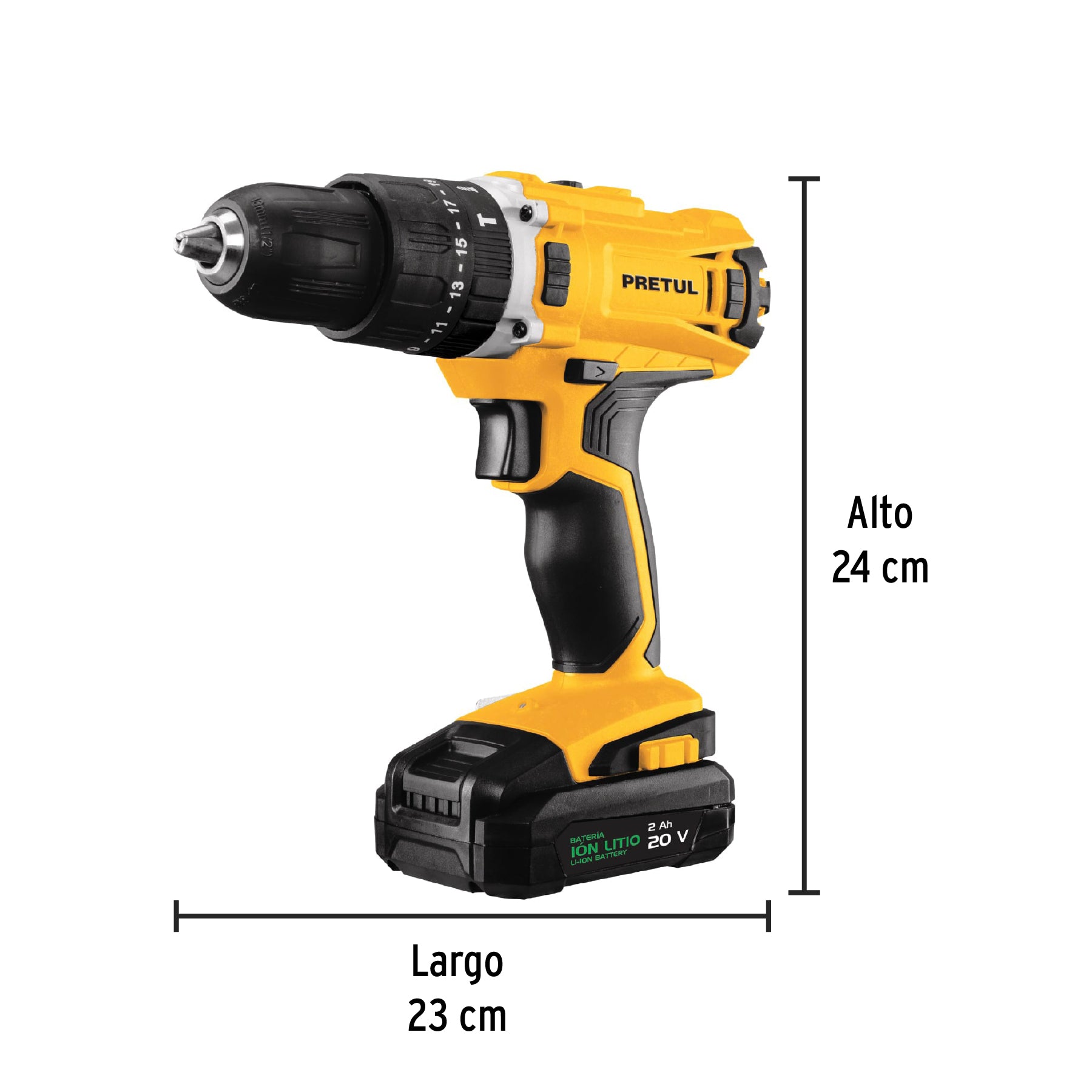 Kit rotomartillo 1/2", 20V, 32 accesorios, PRETUL - 29000