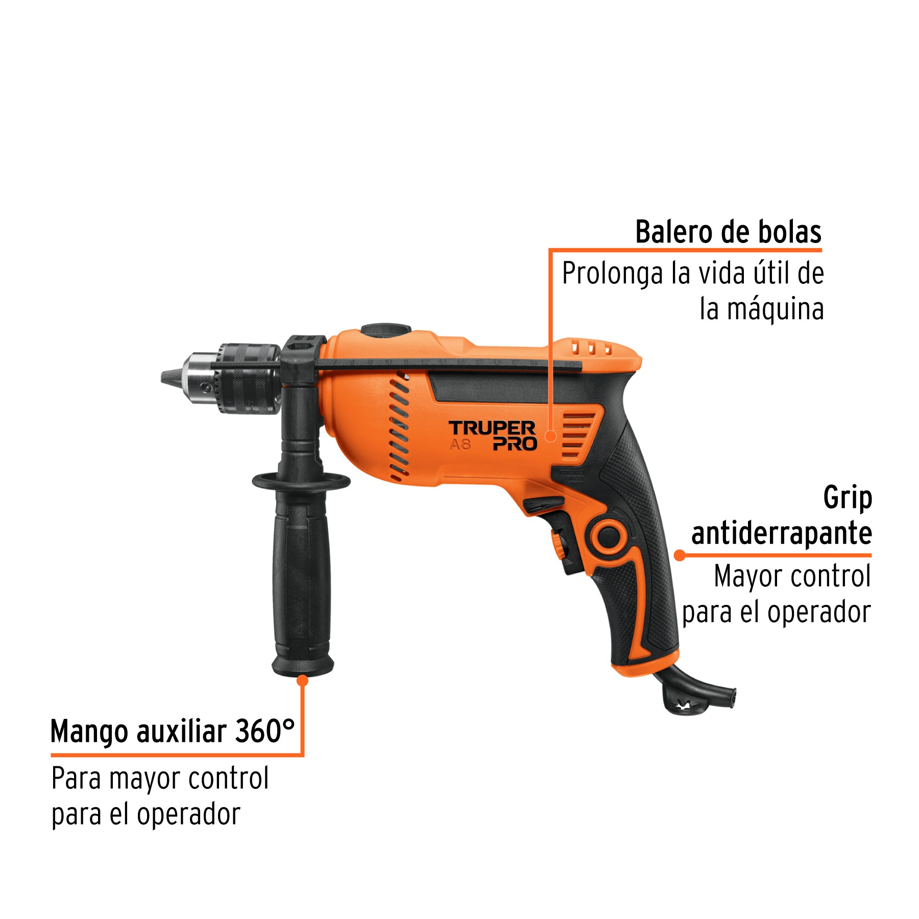 Rotomartillo 1/2", 750W, TRUPER PRO - 14658