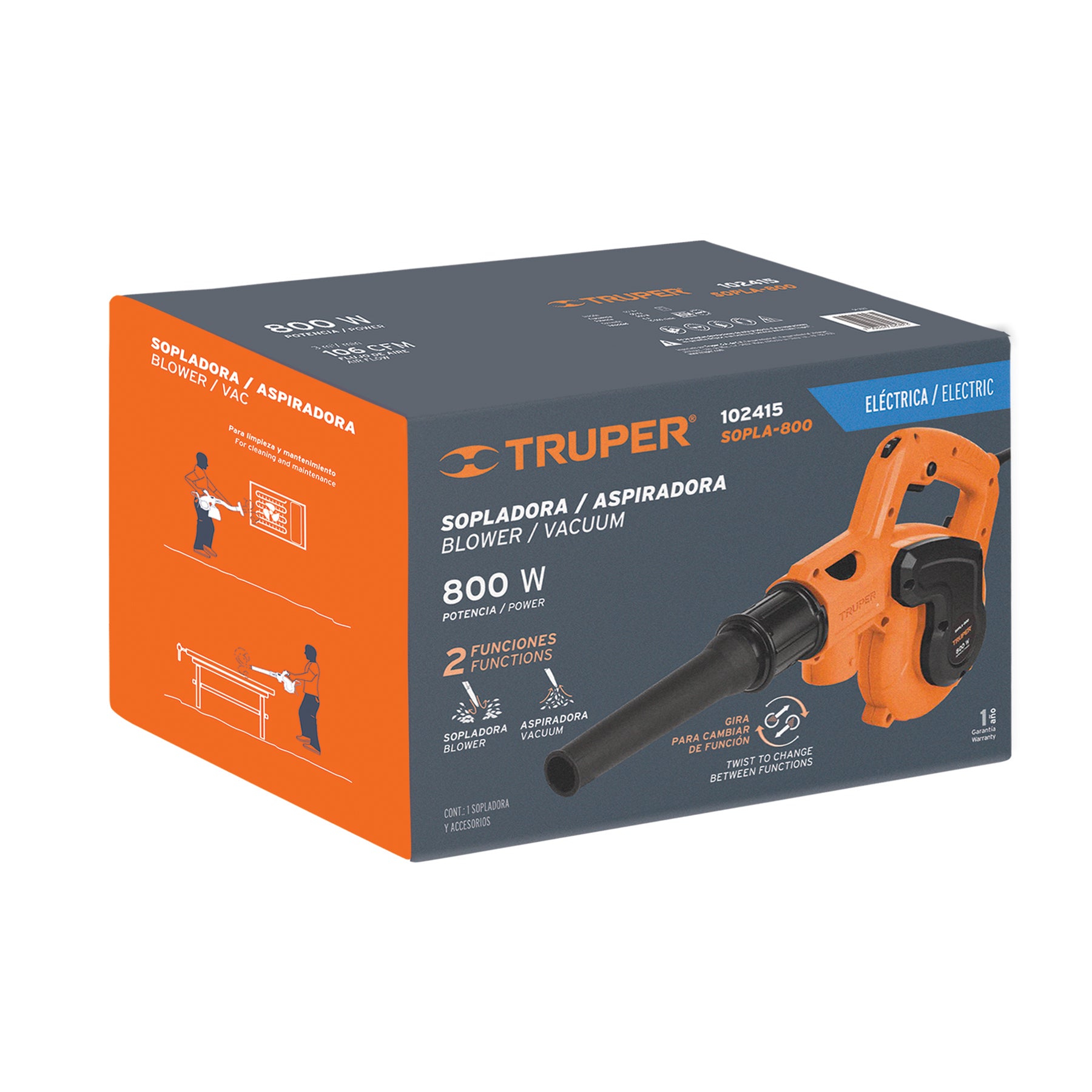 Sopladora/Aspiradora eléctrica 800 W, Truper - 102415